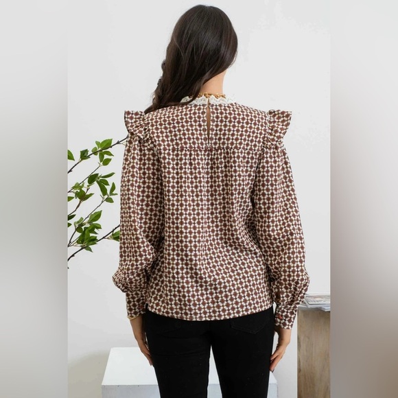 MINE Geometric Peasant Blouse Size Small - Picture 3 of 11